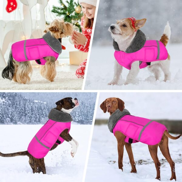 Dogcheer Winter Dog Coat, Waterproof Dog Jacket Adjustable Dog Winter Coat with Buckle, Reflective Dog Snow Jacket Warm Cozy Dog Fleece Vest Turtleneck Sweater for Small Medium Large Dogs(Pink, S) - Image 5