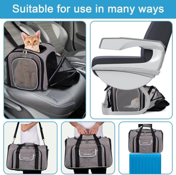 4 Sides Expandable Cat Travel Bag Airline Approved Collapsible Cat Soft-Sided Carriersexpandable pet Carrier，Folding Soft Sided Transport Tote Bag for Kittens,Dog & Small Animals、Removable Fleece Pad - Image 6