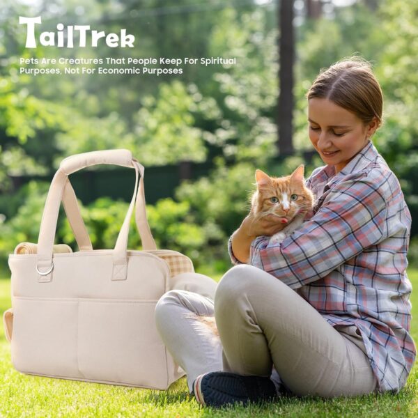 Dog Carrier Airline Approved for Pet, Soft Sided Folding Pet Carrier for Small Medium Cats Puppies up to 15 Lbs, Washable Breathable Puppy Carrie Carrier for Outdoor Travel(Small Beige) - Image 6