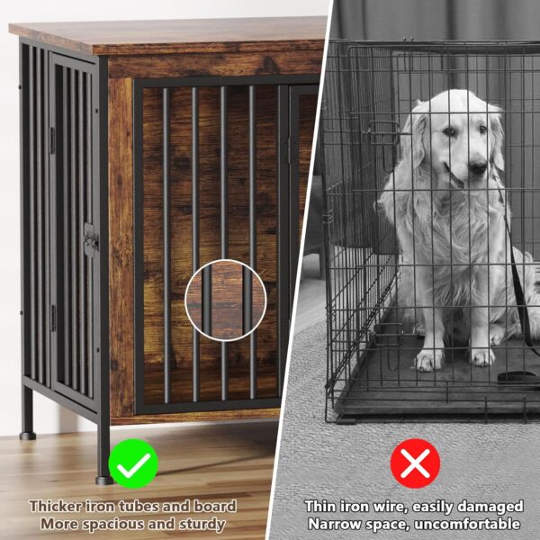 EasyCom 78 Inch Dog Cage Furniture for 2 Dogs, Extra Large Double Dog Crate Furniture Large Breed, XXL Thick Wooden Dog Crate Furniture TV Stand, Sturdy Dog Kennel Furniture Dog Crate with Divider - Image 7