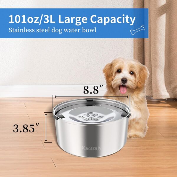 3L/101oz Large Capacity Dog Water Bowl Stainless Steel No Spill Dog Bowls Slow Drinking Dog Water Feeder Dispenser - Image 5