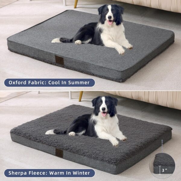 DaysU Xlarge Dog Beds, Orthopedic Dog Beds Large Sized Dog with Removable Washable Cover, Egg Crate Foam Pet Bed Mat, XL Dog Bed Dark Grey, Suitable for Dogs Up to 100 Ibs, 44x32x3in - Image 4