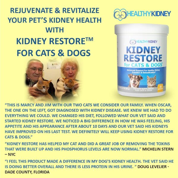 Kidney Restore Cats & Dogs 3-Pack to Support Normal Kidney Function, Creatinine, Pet Renal Kidney Health Supplement Felines Canines - Image 2