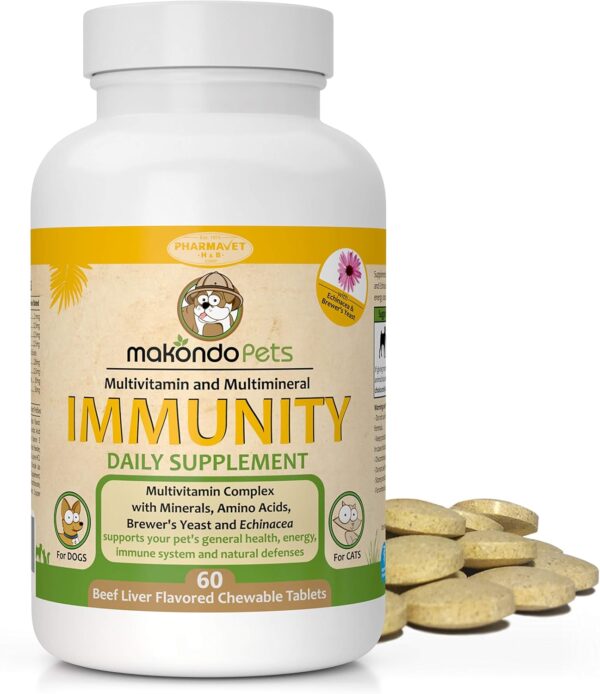 Immune Support Dog Supplement - Dog Allergy Relief with Vitamins, Minerals, Echinacea and Brewers Yeast for Dogs - Immunity Dog Health Supplies, Dog Itch Relief - Cat & Dog Vitamins and Supplements