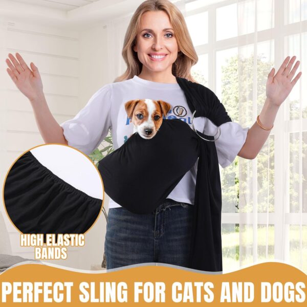 Ring Dog Wrap Carrier, Adjustable Front Facing Dog Sling Carrier Hands Free Cat Carrier, Dog Pouch Pet Carrier Sling Puppy Pouch for Small & Medium Dogs, Cats, Pets(Black) - Image 6