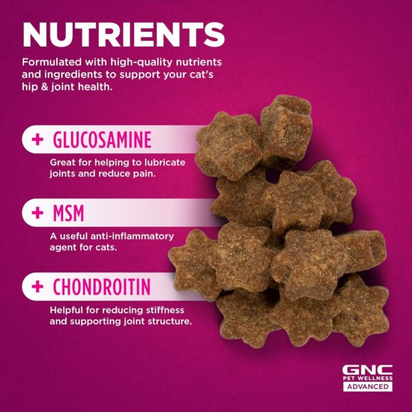 GNC Pets ADVANCED Hip & Joint Cats Supplements, 60 ct | Cat Soft Chews for Hip & Joint Support, Cat Supplements, Cat Joint Health | Glucosamine, MSM, & Chondroitin Cat Chews | Made in the USA - Image 4