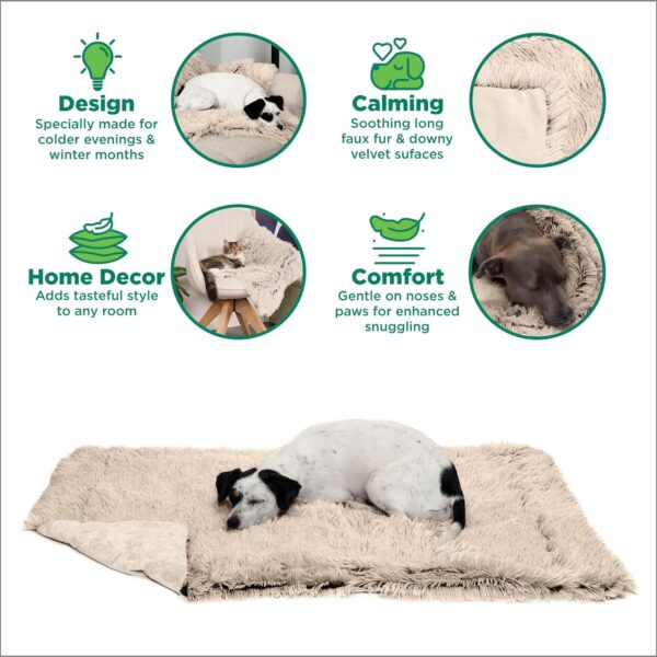 Furhaven Waterproof Throw Blanket for Dogs & Indoor Cats, Washable - Shaggy Plush Calming Long Faux Fur & Velvet Dog Blanket - Taupe, Extra Large/XL (Color May Vary) - Image 5