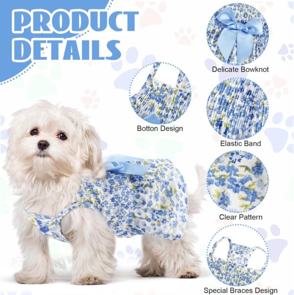 Sanwuta 5 Pieces Dog Bowknot Floral Dress Pet Princess Dresses Small Dog Dress Cute Colored Flower Small Girl Dog Clothes Small Dog Outfits Puppy Summer Sundress for Small Pets Dogs Puppy (Large) - Image 3