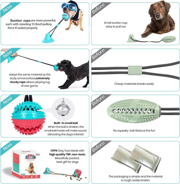 Dog Toys for Aggressive Chewers Interactive Teething Boredom and Stimulating Tug of War Suction Cup Puzzle Indestructible Puppy Rope Enrichment Teeth Cleaning Ball Accessories for Small Large Dogs - Image 2