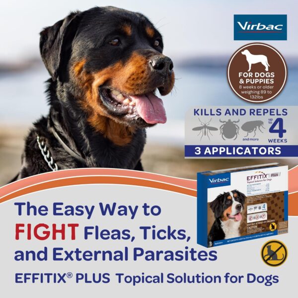 Effitix Plus Topical Solution for Dogs - for Dog Flea and Tick for X-Large Dogs (89-132lbs), 3 Doses, Waterproof Topical Prevention (by Virbac) - Image 3