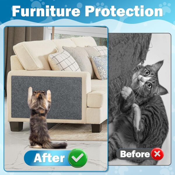 23.6x15.8 Cat Wall Scratcher Mat with Nano Tape,Anti Cats Scratch Furniture Couch Carpet Corner Protector for Indoor,Trimmable Cat Scratching Pad Board Sofa Replacement - Image 3