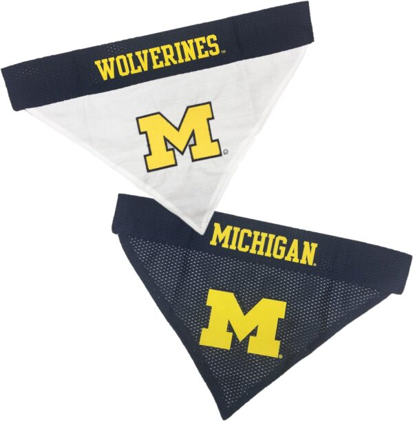 Pets First Collegiate Pet Accessories, Reversible Bandana, Michigan Wolverines, Small/Medium, Black/White