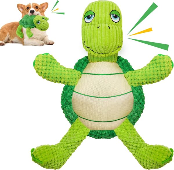 Squeaky Dog Toys, Cute Turtle Plush Toy for Dogs Indoor Play, Interactive Dog Toys with Non-Shedding Material for Small and Medium Dogs