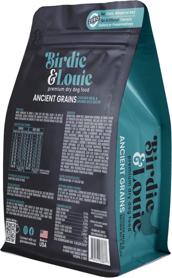 Birdie and Louie Dry Dog Food Chicken Meal & Brown Rice Recipe 3.5 Lb Easy Seal Bag (1 Bag) (1 Bag) - Image 2