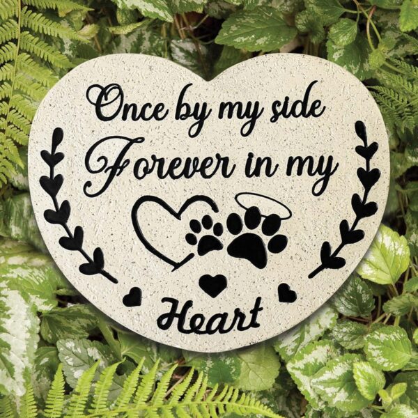 Pet Memorial Stones for Dogs, Garden Resin Dog Memorial Gifts for Loss of Dog, Heart-Shaped Loss of Dog Sympathy Gift, Once by My Side Forever in My Heart Cat Memorial Stones - Image 6