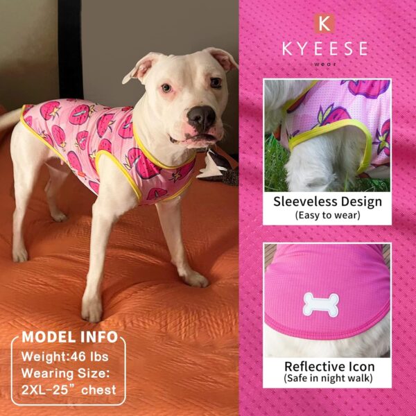 KYEESE 2 Pack Dogs Shirts Quick Dry Lightweight Dog T-Shirts with Reflective Label Tank Top Sleeveless Dog Vest for Small Dogs Puppy Clothes Strawberry Pattern Great for Summer, Large, Strawberry+Rose - Image 2