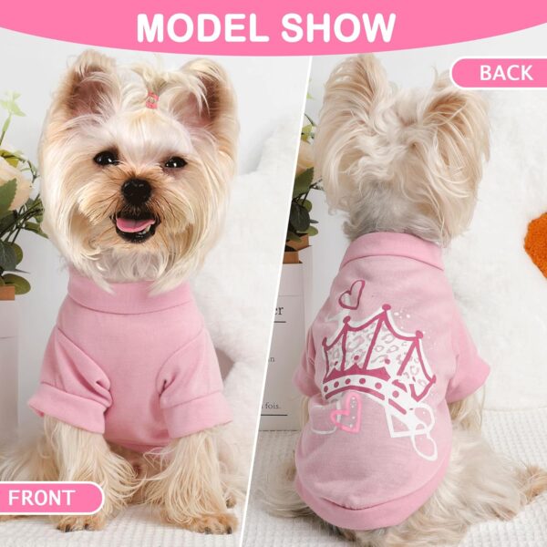 Dog Shirt, 4 Pack Dog Clothes for Small Dogs Girl Chihuahua Yorkie Pet Clothes Summer Cute Female Dog Clothes Princess Puppy Clothes Outfit Apparel Tshirts for Small Dogs, Pink, Small - Image 5