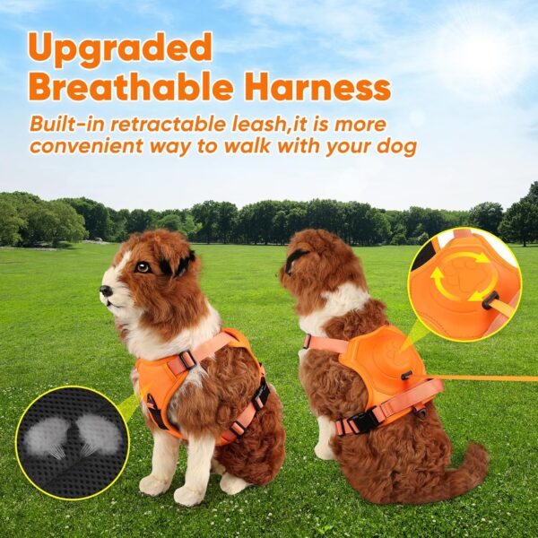 Retractable No-Pull Dog Harness, Auto-Stop Rope for Safety Use, Adjustable Reflective Oxford Easy Control,for 15-33 LBS Medium/Large Dogs Use(Orange) - Image 6