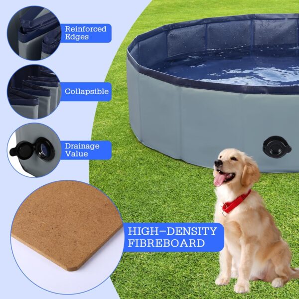 Foldable Dog Bath Swimming Pool Plastic Kiddie Pool Professional Tub Collapsible Grooming Bathtub for Pets Kids Baby and Toddler, 32 x 8 Inches Blue - Image 3