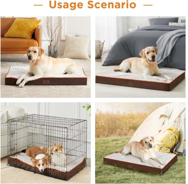 Large Orthopedic Dog Bed for Medium, Large and Extra Large Dogs, Egg-Crate Foam Pet Bed Mat with Rose Plush Removable Cover, Waterproof Lining, and Non-Slip Bottom, Machine Washable (M(30"x20"x3") - Image 3