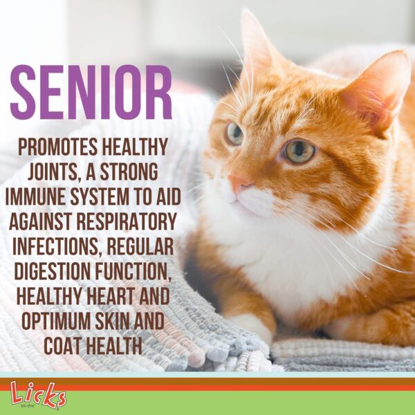 Licks Pill-Free Senior Cat - Joint Support & Digestion Supplement for Senior Cats - Immunity Vitamins & Heart Health Supplements for Older Cats - Gel Packets - 10 Use - Image 3