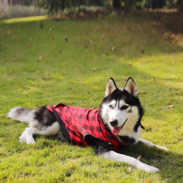 PAWZ Road Large Dog Plaid Shirt Coat Hoodie Pet Winter Clothes Warm and Soft Red 3XL - Image 5