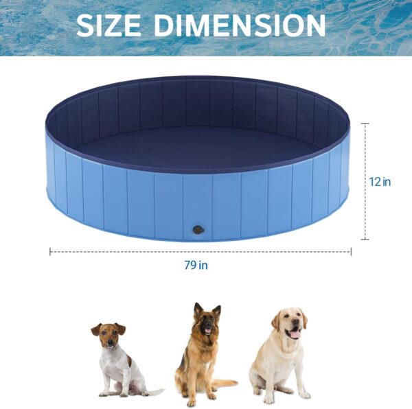 Heeyoo Foldable Dog Pool, Portable Hard Plastic Dog Swimming Pool， Outdoor Collapsible Pet Bathing Tub for Pets Dogs and Cats, 79 x 12 Inches - Image 2