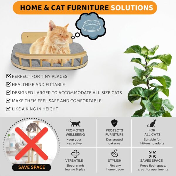 Large Cat Wall Shelves + 3 Cat Wall Steps, Cat Tree, Cat Corner Shelf, Cat Shelf, Cat Bed, Cat Scratcher, Cat Wall Furniture, Cat Wall Shelf, Cat Window Perch, Cat Hammock, Cat Scratching Post - Image 2