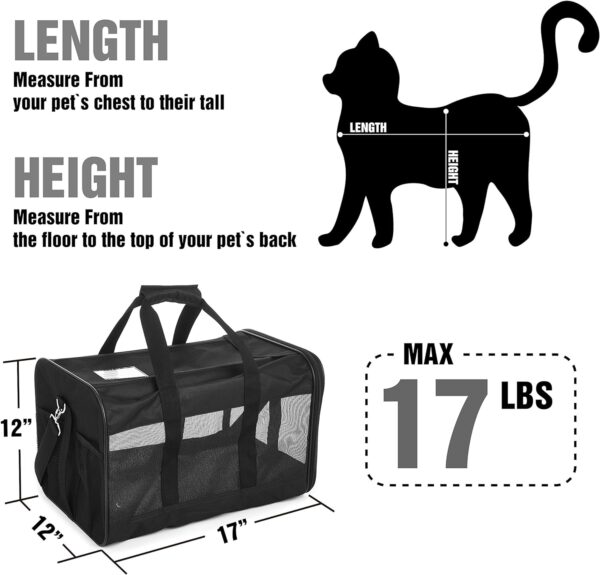 Pet Travel Carrier Soft Sided Portable Bag for Cats, Small Dogs, Kittens or Puppies 17 lbs Max, Collapsible, Durable, Airline Approved, Travel Friendly (Medium) - Image 2