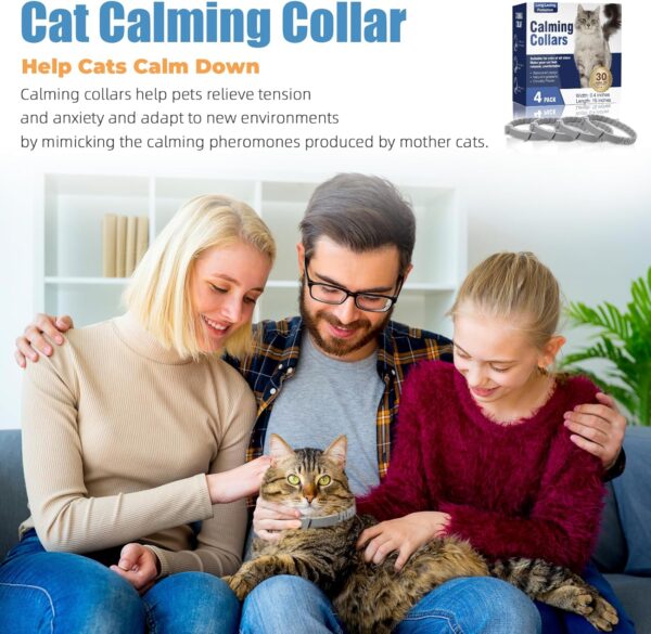 Calming Collar for Cats，Cat Pheromone Collar4-Pack, 15-Inch Length-Adjustable Cat Calming Collar Can Quickly Help Cats Overcome Anxiety, Stress Relief Time Lasts 30 Days Effective. - Image 3