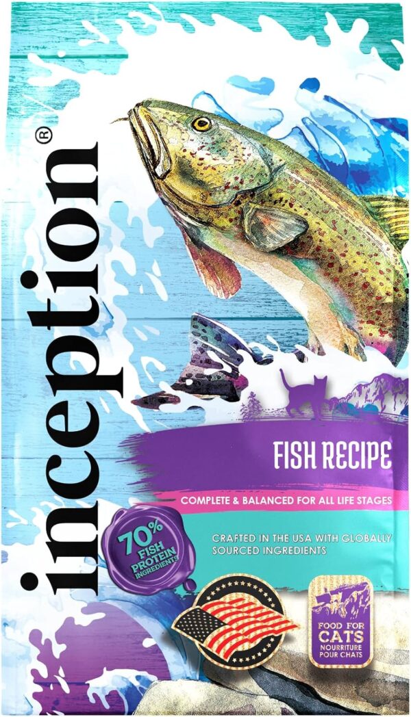 Inception® Dry Cat Food Fish Recipe – Complete and Balanced Cat Food – Meat First Legume Free Dry Cat Food – 4 lb. Bag