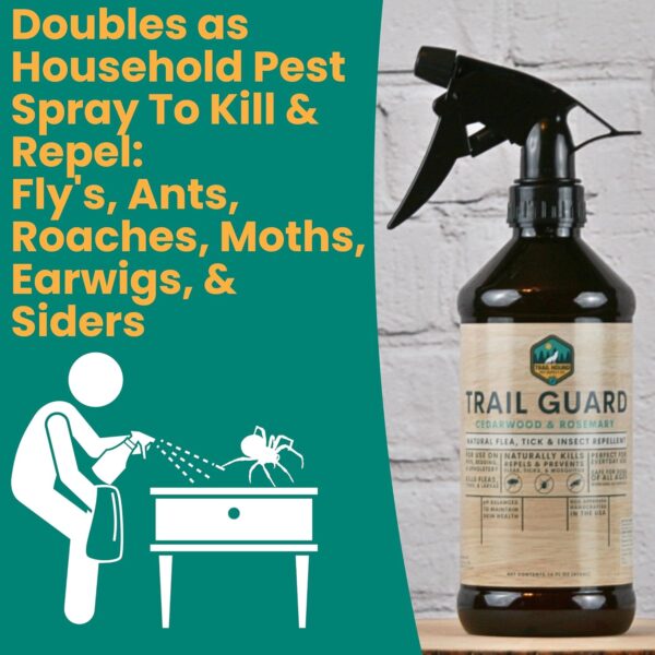 Trail Guard Natural Extra Stregth Insect, Flea and Tick Spray for Dogs, Cats, People & Home - 16oz Plant-Based Insect & Tick Repellent for Dogs - Kid Safe - DEET Free - Flea and Tick Prevention - Image 8