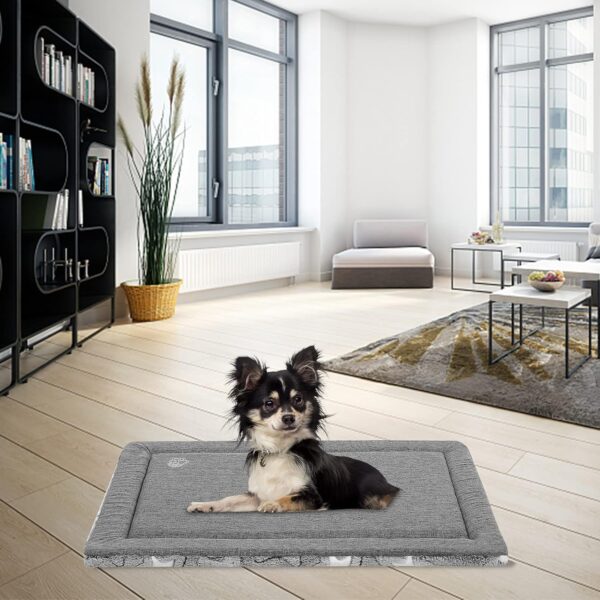 EMPSIGN Dog Bed Mat Dog Crate Pad Reversible (Cool & Warm), Machine Washable Dog Crate Mat, Kennel Pad for Dog Sleeping Mattress for Large Medium Small Dogs, Grey - Image 5