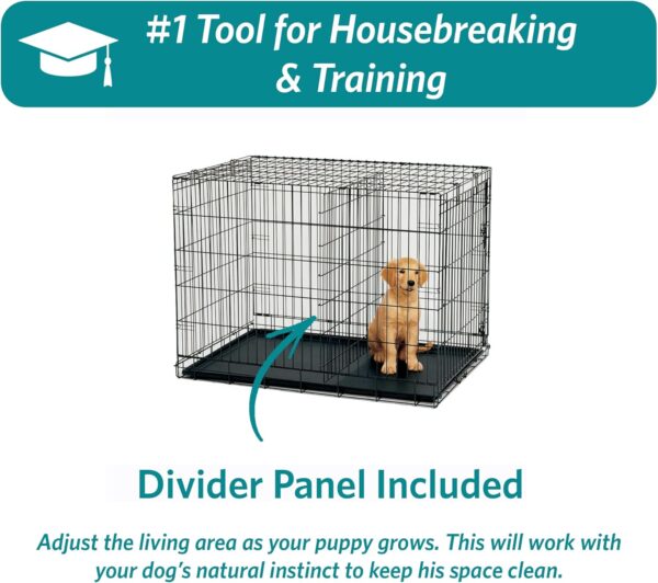 MidWest Homes for Pets Newly Enhanced Double Door iCrate Dog Crate, Includes Leak-Proof Pan, Floor Protecting Feet, Divider Panel & New Patented Features - Image 7