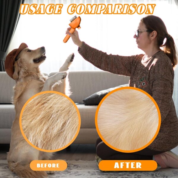 Self-Cleaning Spray Cat Brush for Shedding, Removes Static Flying Hair, and Works Wonders for Both Long and Short-Haired Pets 2 In 1 Cleaning Brush for Cats And Dogs Grooming (Orange) - Image 4