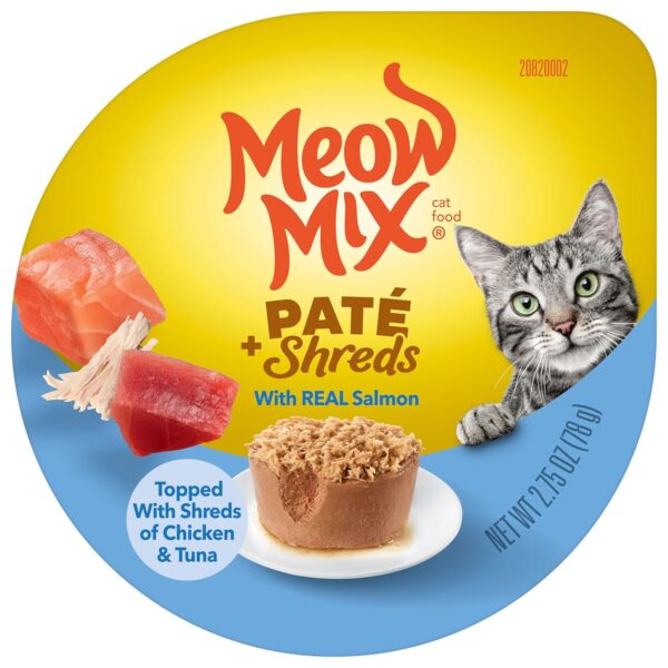 Meow Mix Paté & Shreds Wet Cat Food Variety Pack, Seafood & Poultry Favorites, 2.75 Ounce Cup (Pack of 12) - Image 4