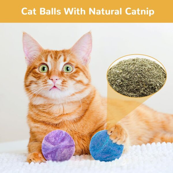 Retro Shaw Catnip Toys, Catnip Balls with Bell, Cat Toys with Silvervine and Catnip, Catnip Toys for Cats, Cat Toys for Indoor Cats, Cat Chew Toy, Cat Nip Toys for Cats Kittens Kitty, 6 Pack - Image 4