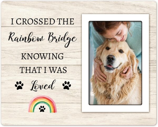 Rainbow Bridge Pet Memorial Gifts Picture Frame - Dog Memorial Gifts for Loss of Dog, Sympathy Gifts for Loss of Dog, Bereavement Gifts for Pet Loss - Dog Memorial Picture Frame for 4x6 Photos