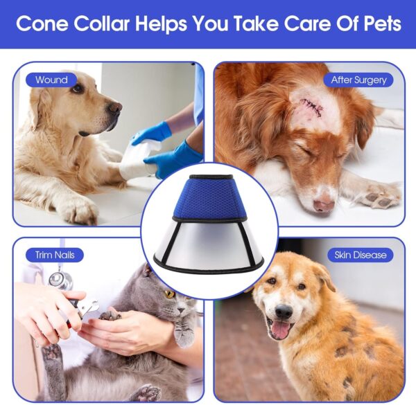 ASENKU Adjustable Dog Cone Collar, Comfortable Cone for Dogs After Surgery, Soft Dog Cone, Protective Pet Recovery Collar for Large Medium Small Dogs, Elizabethan Collar Dog Blue X-Large - Image 6