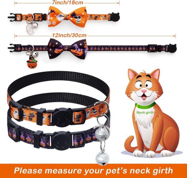 4 Pack Halloween Cat Collar with Bow Tie and Bell,Breakaway Kitten Collar for Girl Boy Cats,Adjustable 7-12inch,for Kitty Kitten Adult Cats,Pet Supplies… - Image 4