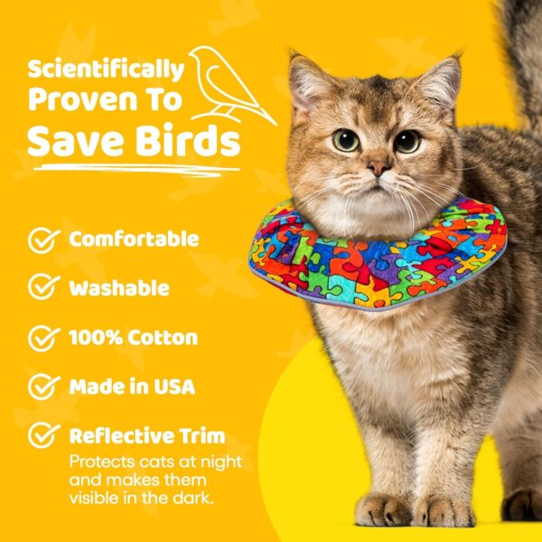 Birdsbesafe® Cat Collar Cover for Birds - Bird Warning Cat Collar, Scientifically Proven to Help Prevent Your Cat from Catching Birds, 2 Cat Collar Covers and 1 Breakaway Cat Collar Included - Image 3