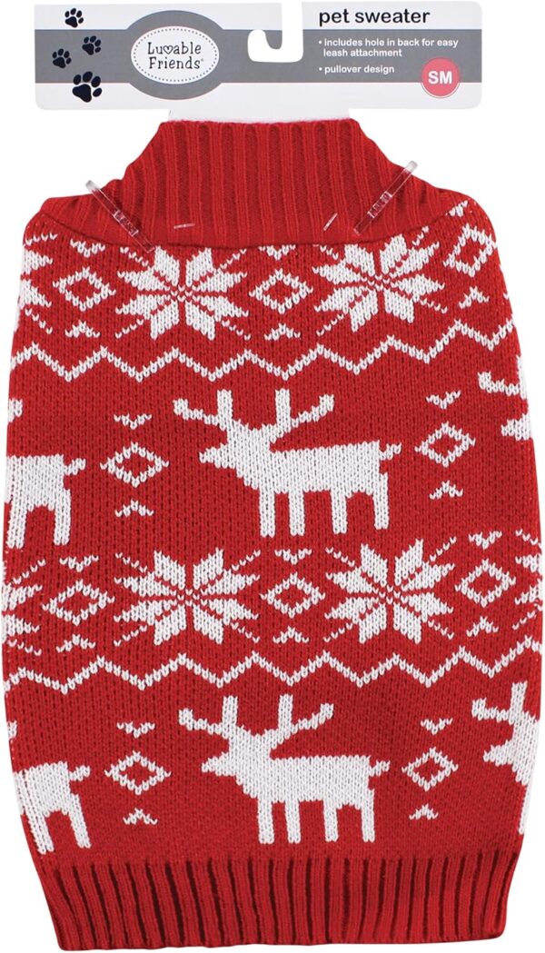 Luvable Friends Dogs and Cats Knit Pet Sweater, Fair Isle, X-Small - Image 2