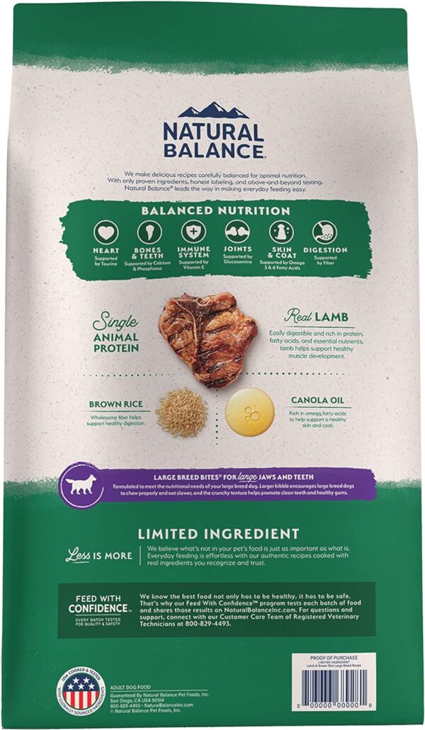 Natural Balance Limited Ingredient Large Breed Adult Dry Dog Food with Healthy Grains, Lamb & Brown Rice Recipe, 26 Pound (Pack of 1) - Image 2