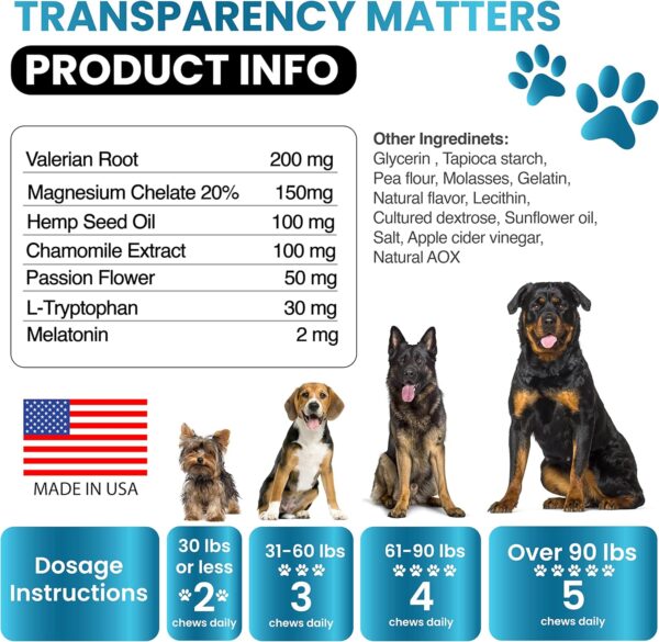 Hemp Calming Chews Treats for Dogs Anxiety Relief & Stress - Travel, Thunder, Separation - Hemp Oil - Valerian - Melatonin for Dogs - Sleep Calming Aid - Pet Soft Bites - Image 6