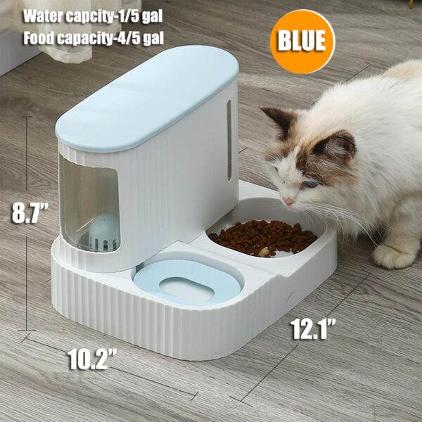 Automatic Cat Food Water Dispenser Gravity Pet Self Feeder Dry Food Bowl and Watering Supplies Dispenser for Indoor Small Medium Dog Puppy Kitten 2 in 1 (GREEN) - Image 2