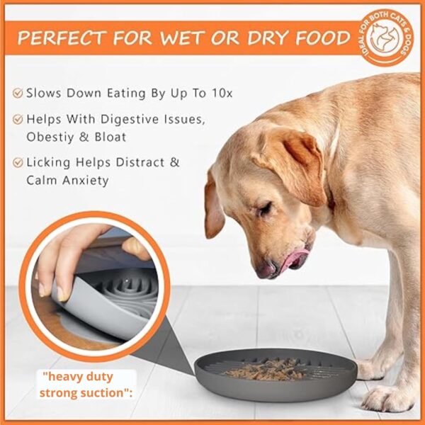 2 Pack Slow Feeder Dog Bowls for Large & Small Dog Bowls Non-Slip Dog Accessories. Silicone Lick mat for Dogs. Dishwasher Safe. Multiple pet Supplies, cat & Dog Accessories 2 Colors,Flat licky - Image 2