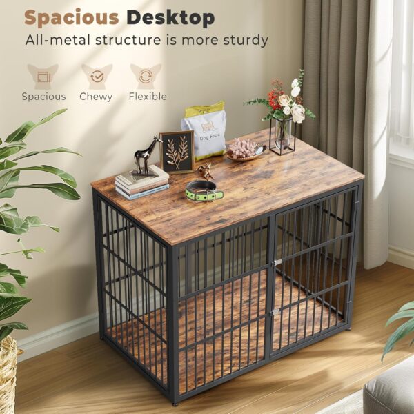 48'' Dog Crate Furniture with 3 Doors,Wooden Dog Crate End Table Heavy Duty Indoor Combination Dog Cage for Medium to Large Dogs, Multiple Units Can be Combined - Image 4