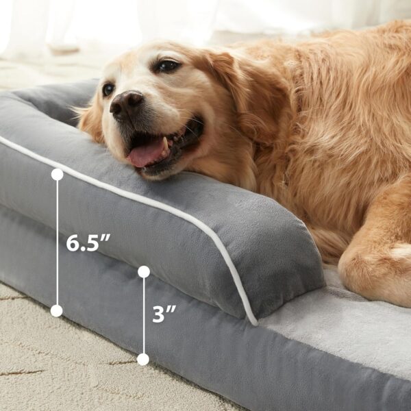 Orthopedic Dog Beds Large Sized Dog, Waterproof Large Dog Bed with Sides, Washable Couch Dog Bed with Removable Pillow Cover and Anti-Slip Bottom, Pet Bed for Large Dogs. - Image 5