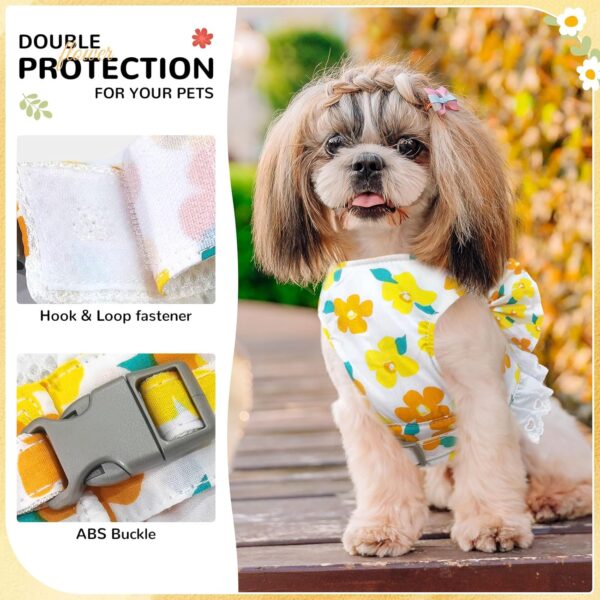 Cute Small Dog Harness and Leash Set No Pull Girl Dog Floral Harness with Bow Tie Soft Mesh Princess Puppy Cats Harness Vest(Yellow,X-Small) - Image 3