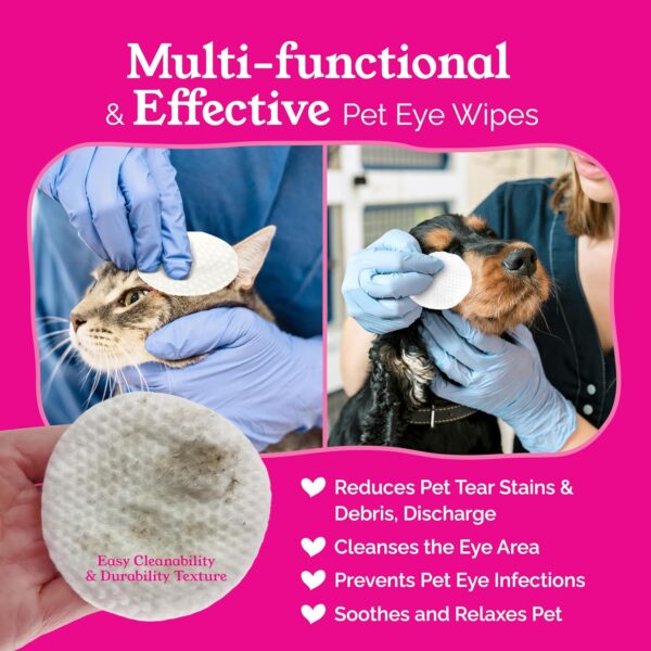 Dog Eye Wipes, Tear Stain Remover for Dogs and Cats, Gentle Cleansing for Puppy Eyes, Removing Discharge Pet Face and Ears, Essential Grooming Supplies, Paw Cleaner Wipes (60 pcs) - Image 4